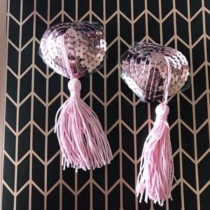 Light pink sequin heart nipple tassels